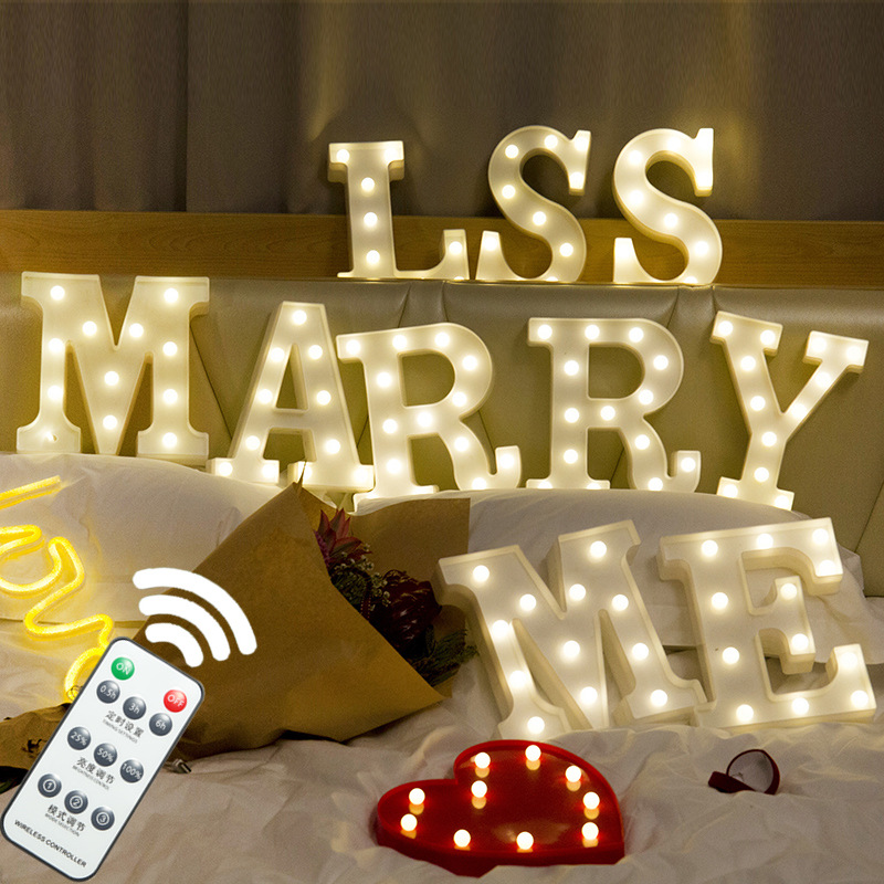 INS remote control hot sale 26 English alphabet lights LED digital lights modeling lights wedding night lights birthday proposal lights