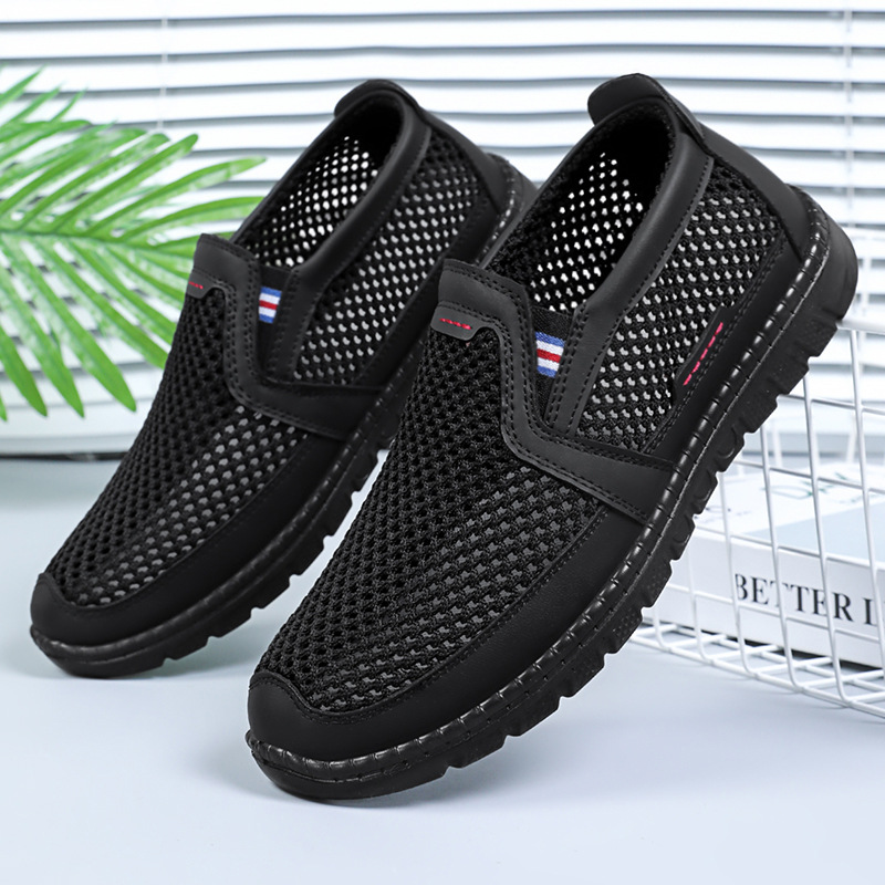Shoes Men's Summer New Mesh Shoes Middle-aged and Elderly plus size Men's Shoes Polyurethane Light Old Beijing Cloth Shoes Dad Shoes