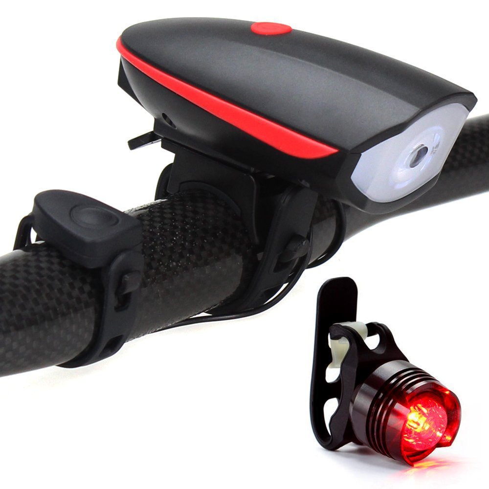 Bicycle USB charging headlight tail light set headlight with horn bicycle gem tail light