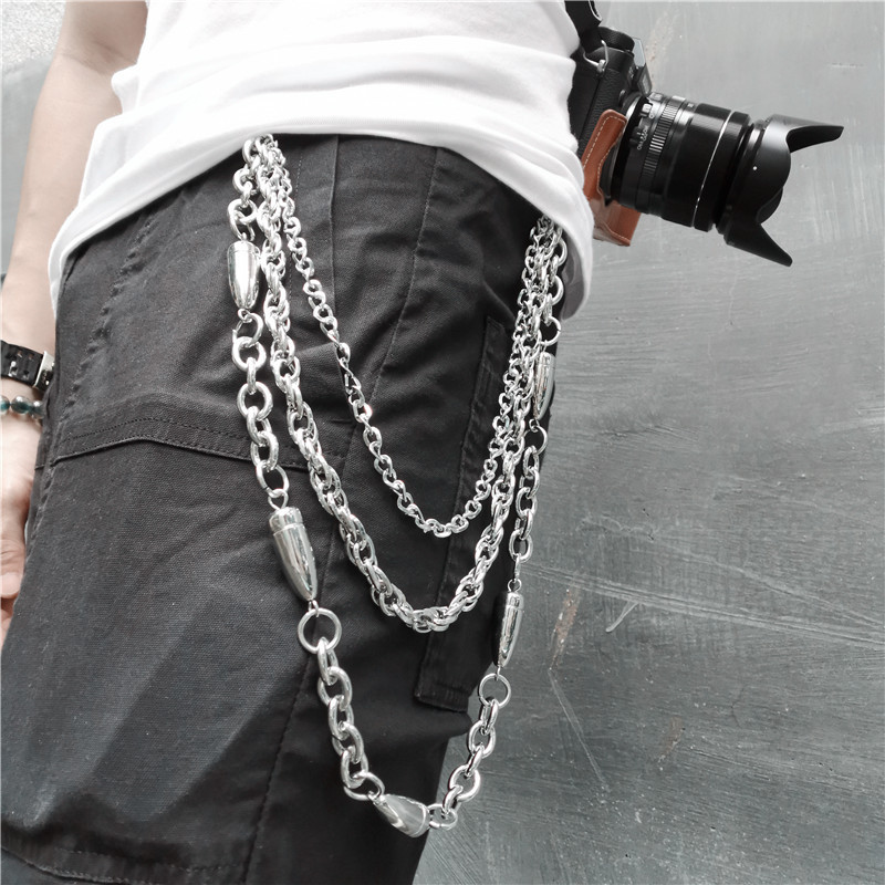 2019 New Personalized Hip-Hop Punk Metal Pants Chain Casual Easiest for Match Bullet Pants Chain Stage Performance Performance Waist Chain