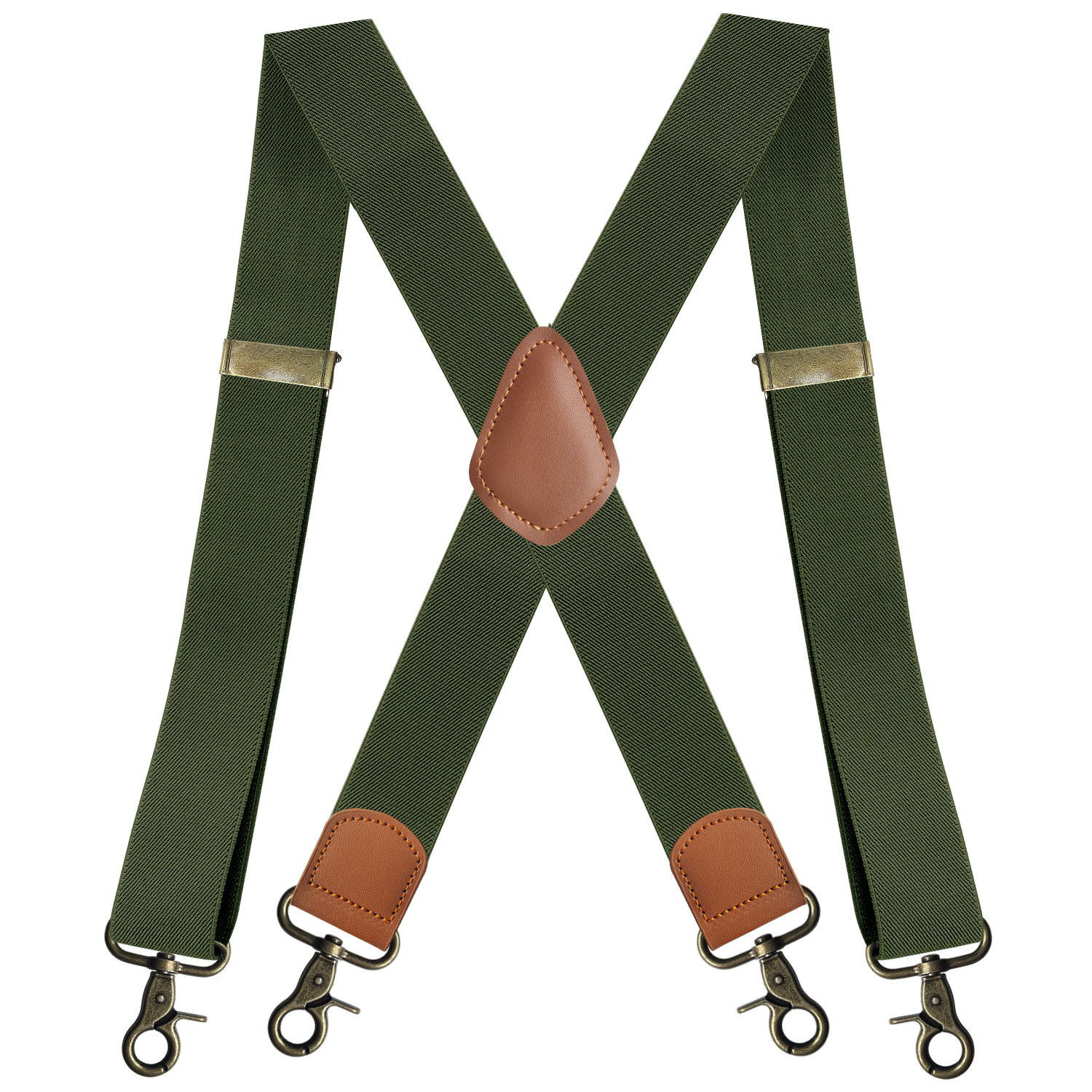 Picture of Manufacturers supply adult men's 4-clip elastic elastic strap X-shaped trousers suspenders with bronze hook buckle strap clip