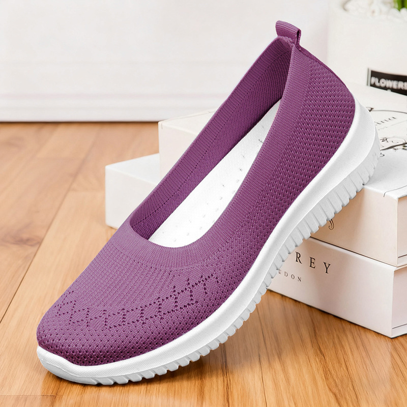 Picture of Women's Shoes 2025 New Style Breathable Fly-Knit Casual Shoes Soft Sole Large Size Cloth Shoes Lightweight Slip-On Mom Shoes