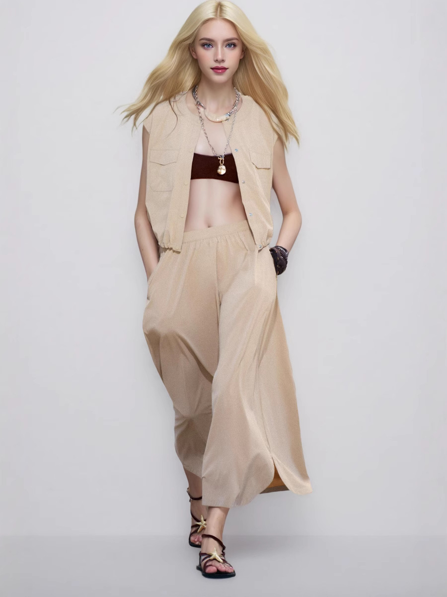 Za Cross-Border European and American Style 2025 New Spring Workwear Vest + Arc Hem Skirt Casual Suit