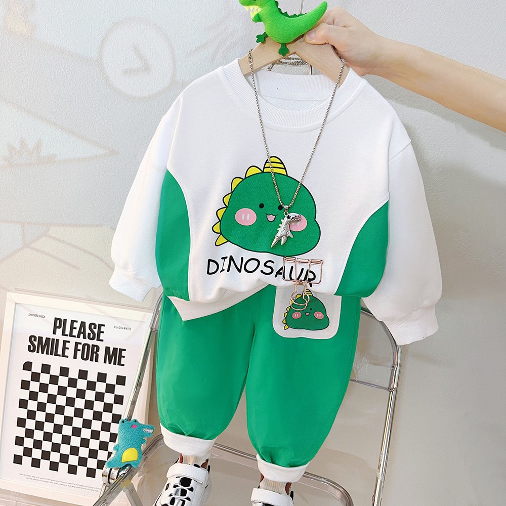 Picture of Children's suit 2024 spring new children's sweater two-piece cartoon lapel boys autumn suit girls suit