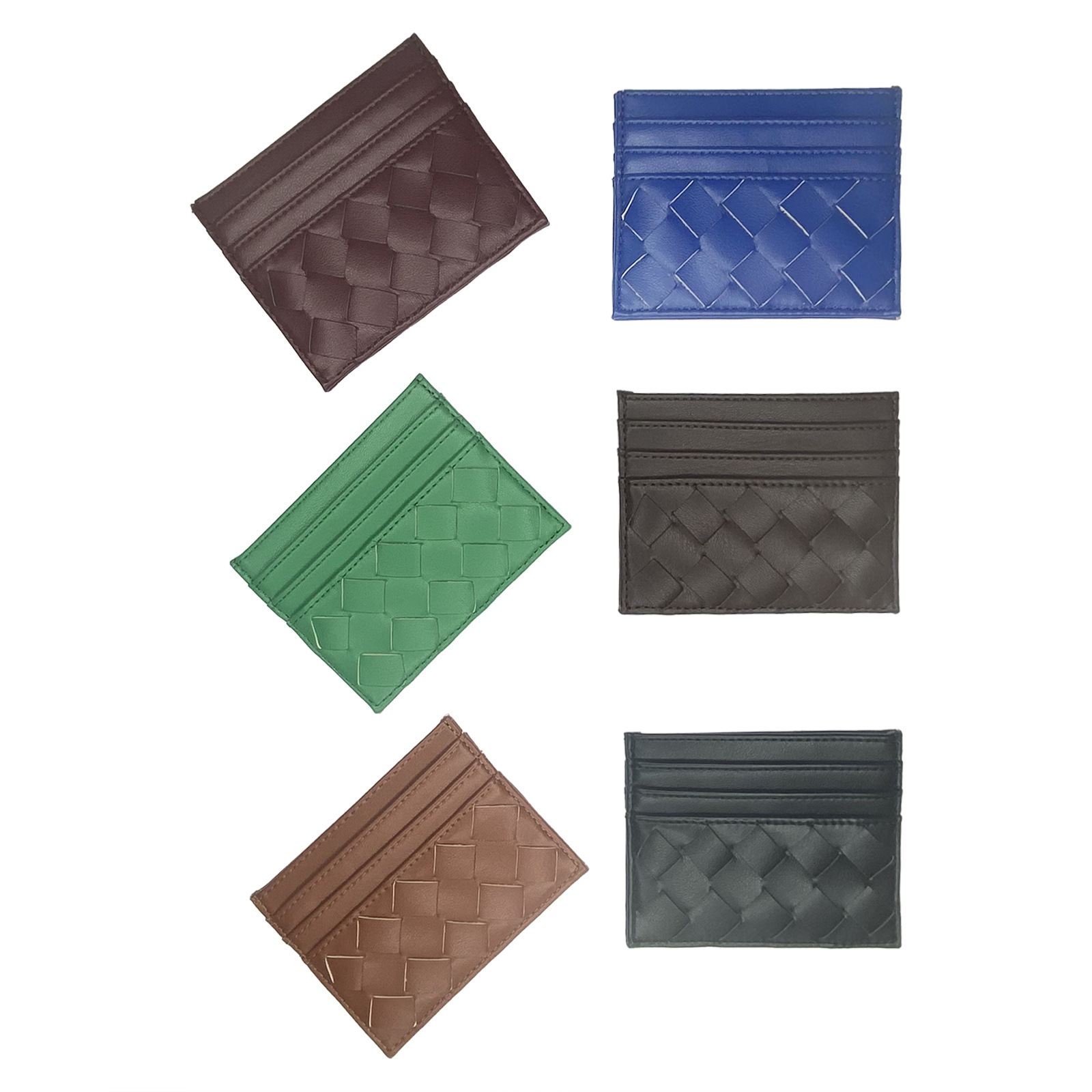 2024 European and American cross-border explosions woven card bag fashion solid color card set ladies multi-card ID set factory wholesale
