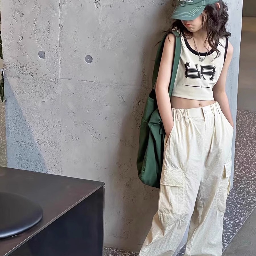 South Korea children's clothing girls pants children's overalls quick-drying casual pants 2023 spring and autumn new sports fashionable pants
