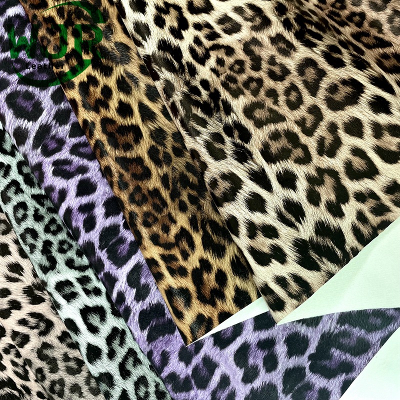 0.8mm Leopard PU Leather Bag Garment Printed Leather Imitation Cotton Fleece Base Fabric Shoe Leather Mobile Phone Case Packaging Leather