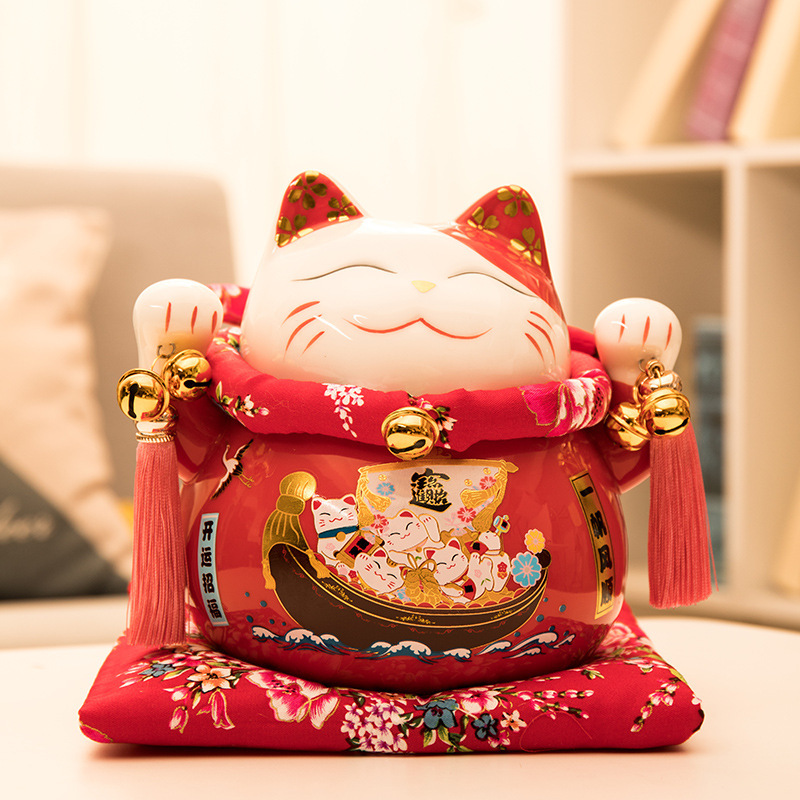 Picture of Lucky Cat Ornaments Creative Gift Decorations Japanese Piggy Bank Large Ceramic Living Room Shop Opening Lucky Cat