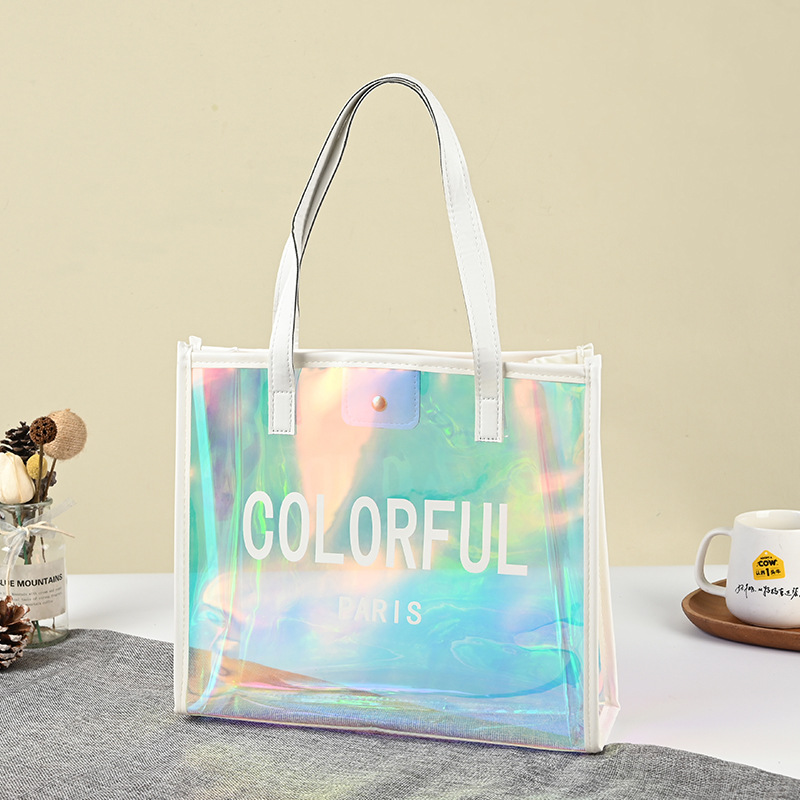 pvc handbag creative laser advertising bag custom hidden buckle jelly gift bag hand gift colorful shoulder bag