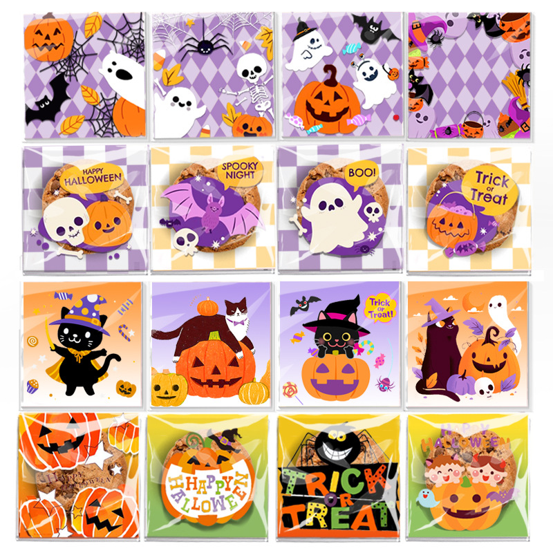2024 Original Halloween Candy Packaging Bag Biscuits Nougat Snowflake Crisp Ghost Festival Party Gift Ziploced Bag