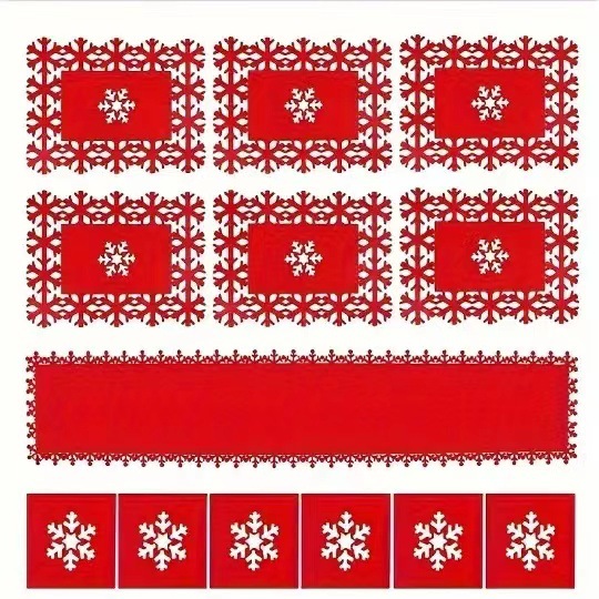 Picture of Cross-border supply felt meal coasters Christmas table decorations creative hollow non-slip thermal insulation felt table mat