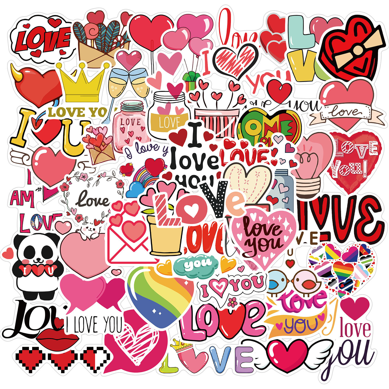 50 cartoon cute LOVE series Hand Account stickers mobile phone shell hand Account Book laptop decorative stickers