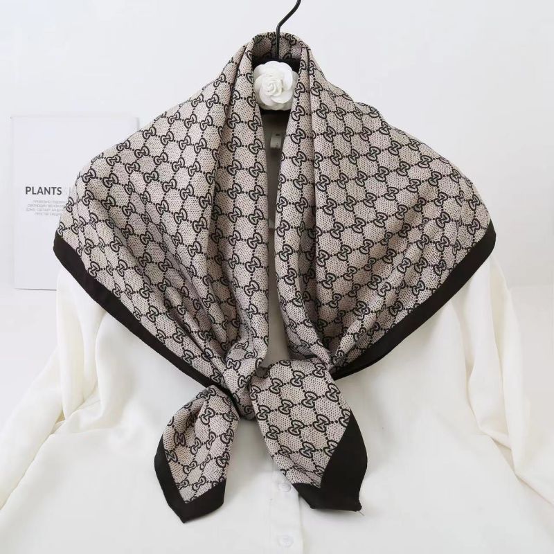 Picture of Autumn and winter all-match shawl animal printed black and white simple large square 90*90CM imitation silk twill silk scarf for women