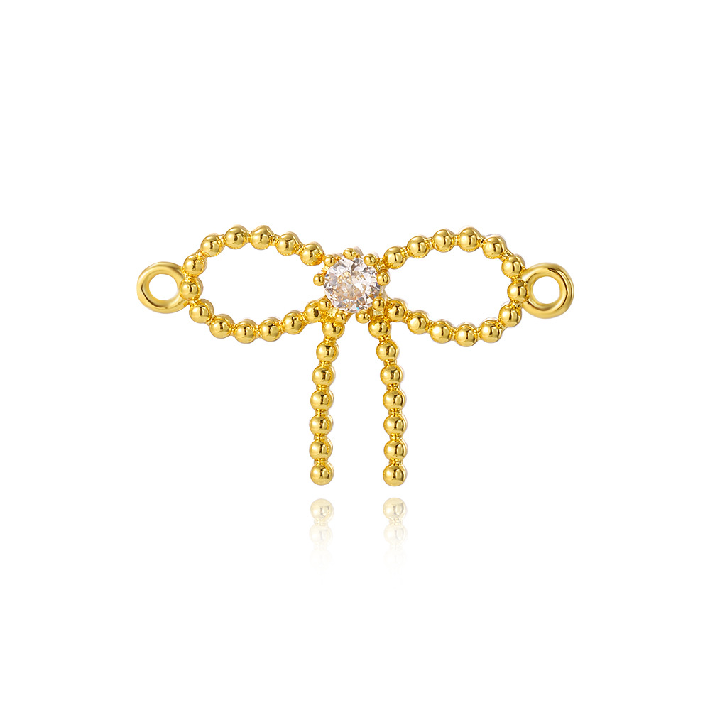 Picture of Cross-border Hot Fashion Zircon Bow Double Hole Connector Bracelet Necklace DIY Jewelry Handmade Accessories