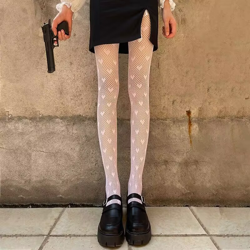 Picture of Internet Celebrating Halloween Nets Skull Spider Web Hollow Fishnet Stockings Pure White Silk Stockings Sexy Black Silk
