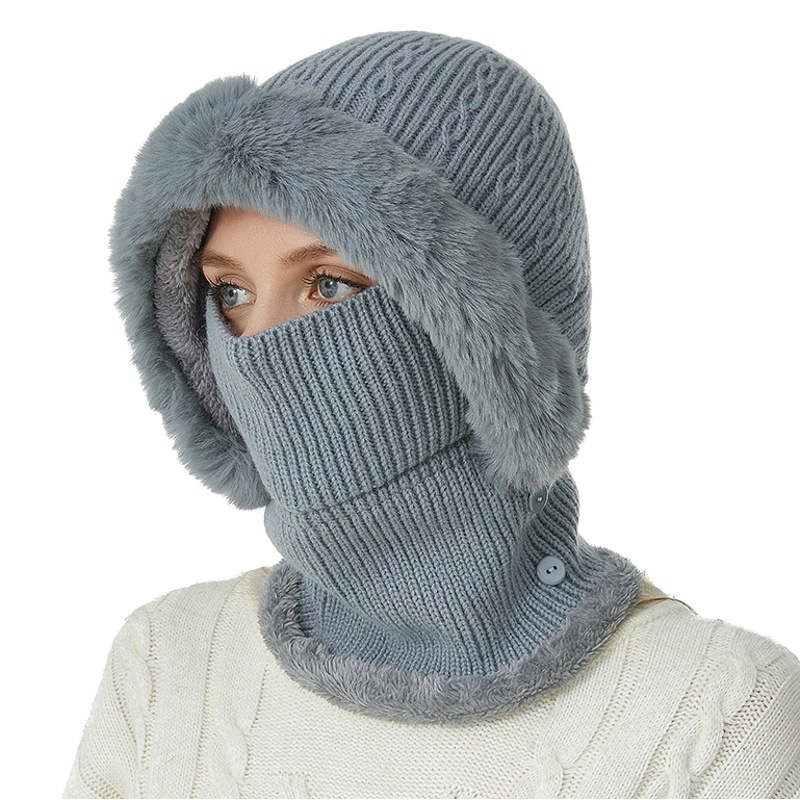 Fashion classic hemp pattern scarf hood fleece-lined warm cold wave knitted hat autumn and winter new wool hat