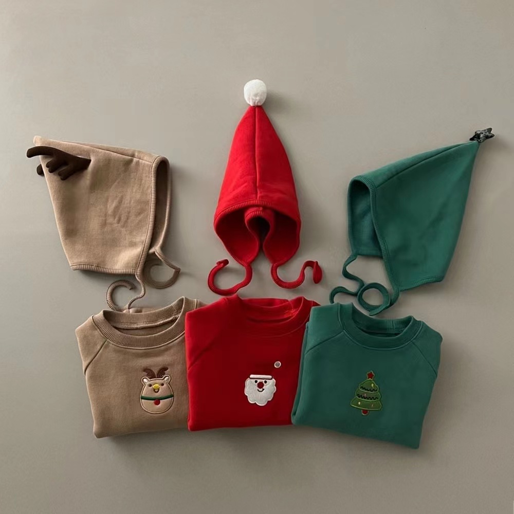 Picture of Korean-Style Baby Christmas Outfit for Autumn and Winter, Infant and Toddler One-Piece Fleece-Lined Thickened Romper for Warmth