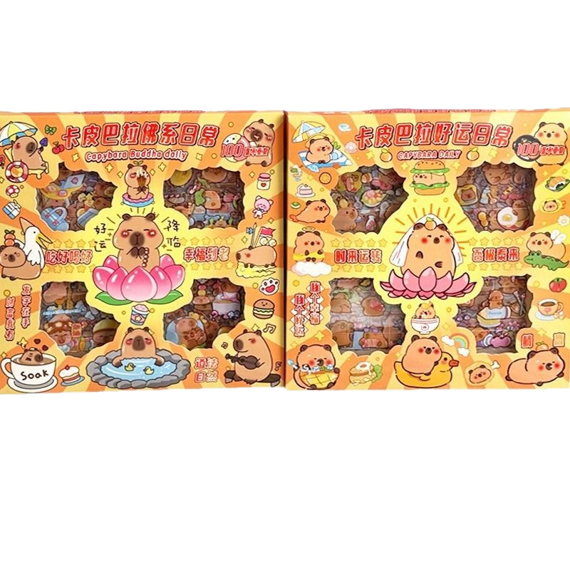 Picture of New 100 Kapibala Stickers Children's Creative Stickers Two Styles Buddha's Daily Good Luck Daily Stickers