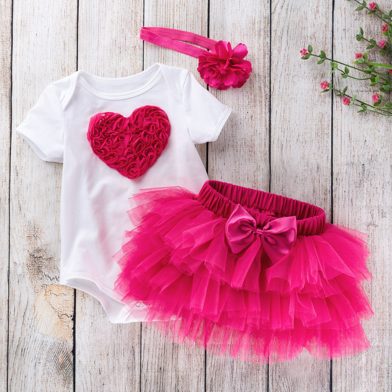 Picture of Cross-border Children's Wear Baby Birthday Dress Black and White Short-sleeved Climbing Dress Princess Dress suit Summer Baby One-year-old Party Dress