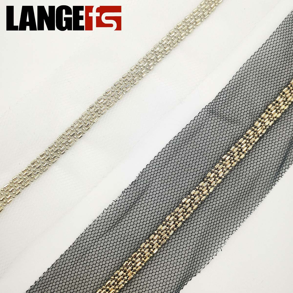 in stock wholesale new 5-row gold chain mesh lace copper chain metal webbing clothing accessories shoes and hats accessories