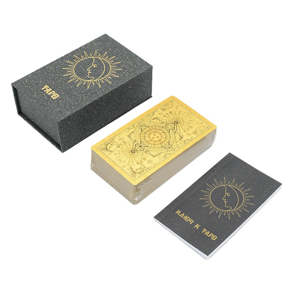 Tarot Russian version of Tarot card board game card gold foil PVC bronzing instruction set cross-border waterproof