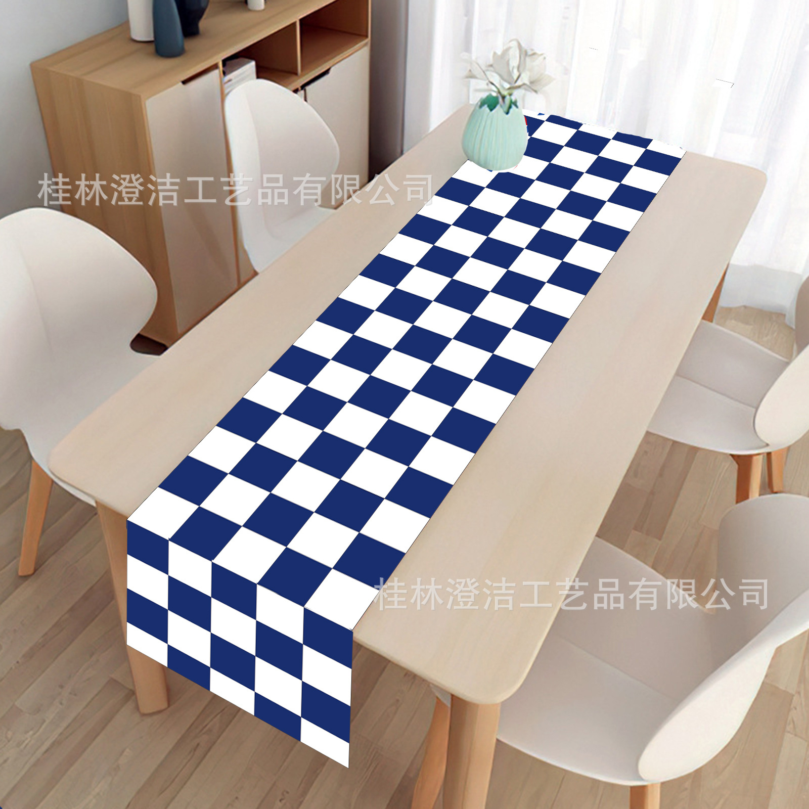 Picture of Cross-border new Amazon chessboard plaid black red green blue linen polyester cloth table flag activity decoration can be designed