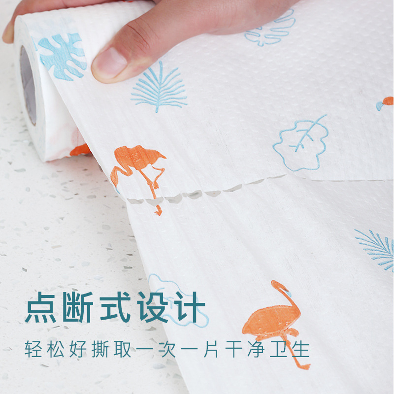 Picture of Thickened Printed Oil-free Lazy Rag Kitchen Disposable Dishwashing Cloth Non-woven Wet and Dry Cleaning Rag