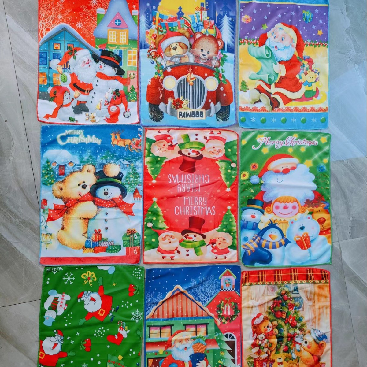 Christmas Theme Kitchen Towel Microfiber Heat Transfer Digital Printing Gift Promotion Home Absorbent Soft Kitchen Towel