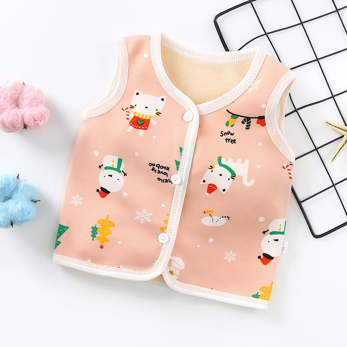 Picture of Spring New Children's Velvet Vest Baby Thickened Vest Cardigan Warm Waistcoat Baby Bottoming Top