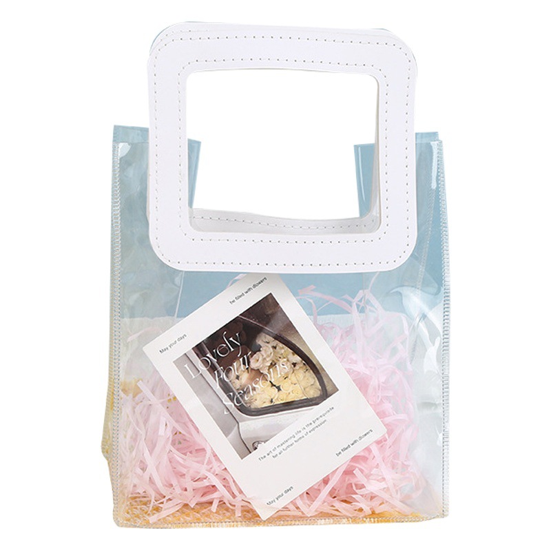 Children's Day Gift Bag Transparent PVC Handbag Plastic Packaging Gift Square Wedding Candy Hand Gift Bag