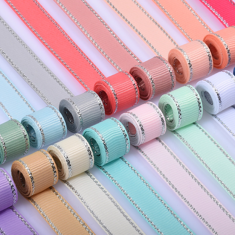 in stock 6-38mm Thread Ribbon with Double Sided Ribbon Silver Edge Ribbon Baking Cake Gift Decoration DIY Packaging Ribbon