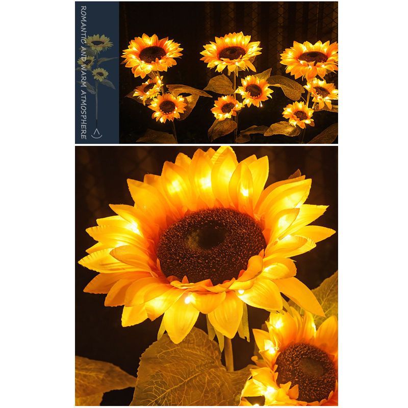 Solar Sunflower Artificial Flower Outdoor Garden Courtyard Decoration Led Lawn Lamp Ground Lamp Solar Lighting