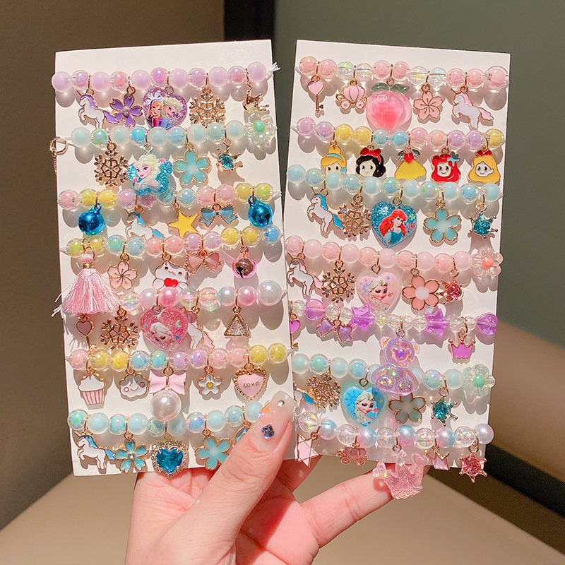 Children's Children's Cartoon Crystal Bracelet Princess Colorful Beads Fruit Beaded Jewelry Baby Little Girl Bracelet Accessories