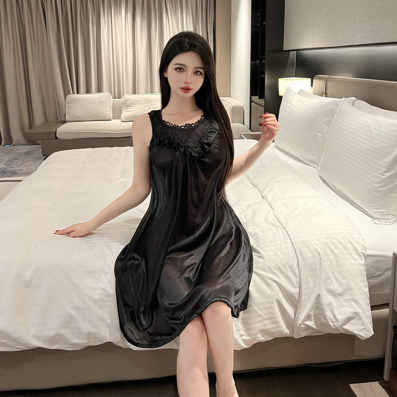 plus size pure desire wind pajamas temptation small chest sexy nightgown long lace lace low chest passion 4002