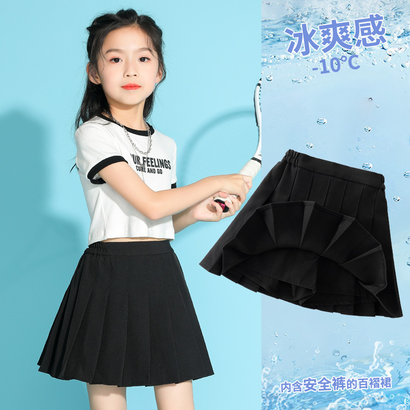 Picture of Girls Tennis Skirt Summer Girls Big Kids Sports Pleated Skirt New Summer Dress Children's JK Skirt Black All-Match