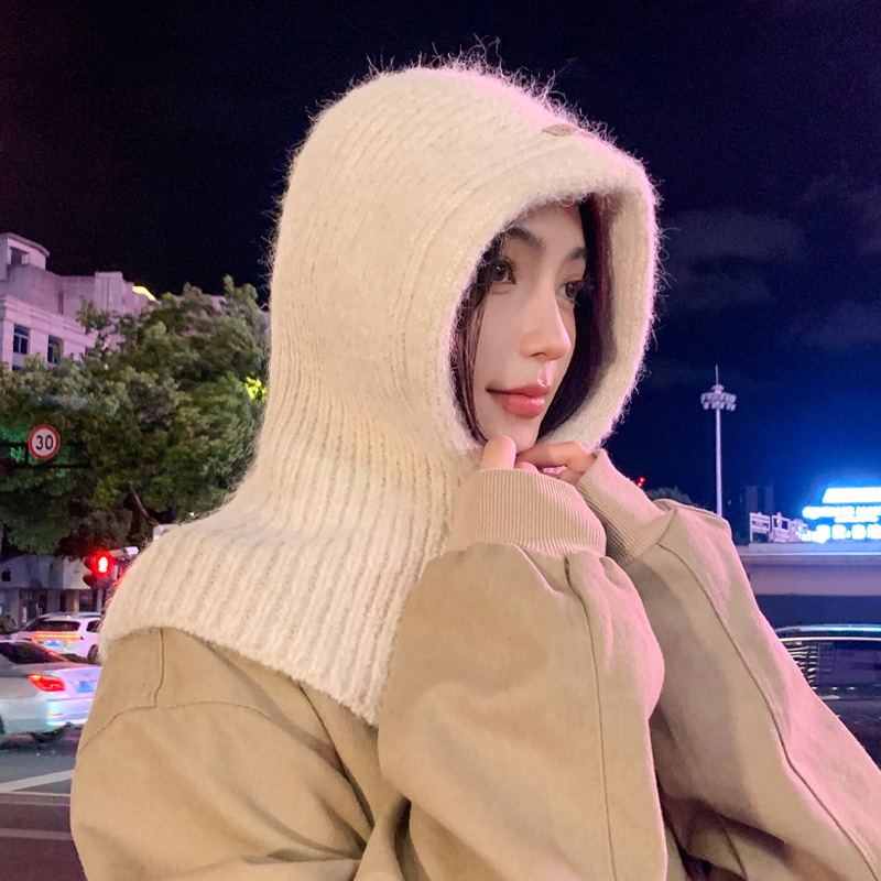 Picture of Autumn and Winter New Hat Women's Balaclava Hat Winter Warm Neck Integrated Hat All-match Knitted Wool Hat Thick