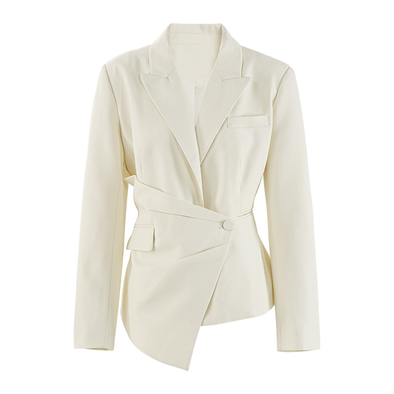 French Elegant Niche Design New Autumn High-end Irregular Waist Seal Tight Waist Slimming Suit Jacket for Women