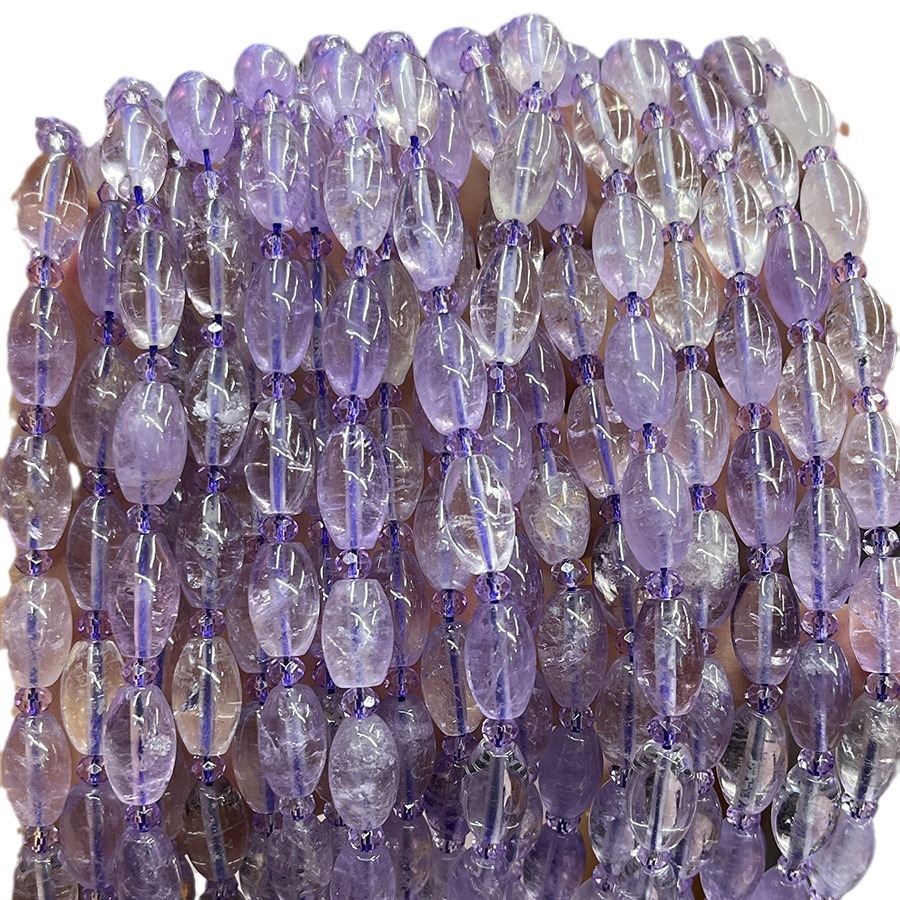 Picture of Natural amethyst rice beads light loose beads bracelet necklace diy material light amethyst bracelet crystal jewelry accessories