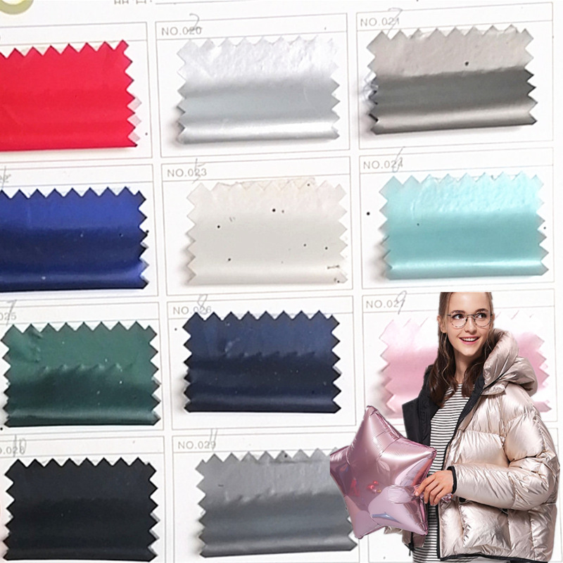 75D micro elastic spring sub-spun film PU fabric waterproof and oil-proof imitation sheepskin shark leather popular down jacket fabric