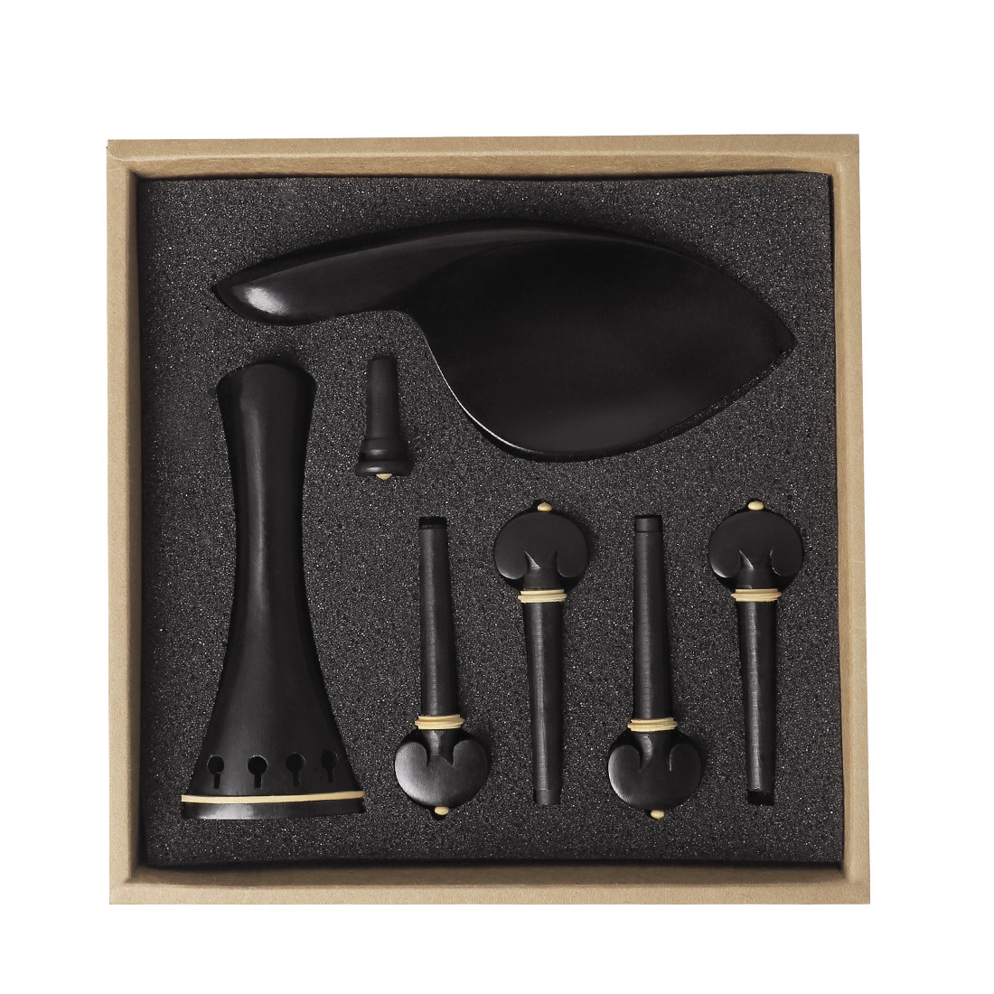 High-grade 4/4 violin ebony accessories four-piece pull plate string shaft chin rest tail nail string instrument accessories wholesale