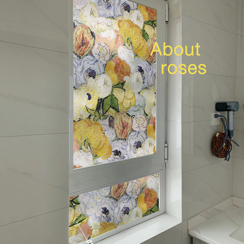 Picture of Van Gogh Window Paper Bathroom Bathroom Glass Sticker Toilet Door Window Sticker Anti-Light Transmitting Opaque
