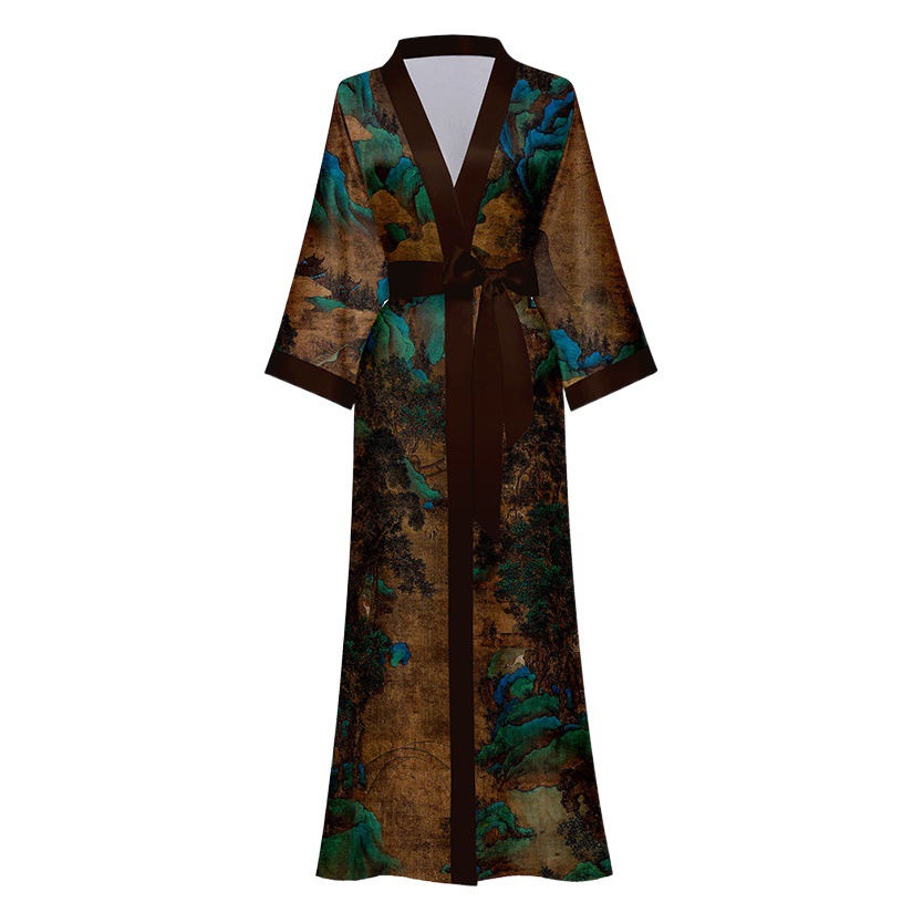Yaoting New Pajamas Nightgown Women's Spring and Summer Den Red Satin Luxury Lace Morning Gown Bathrobe WP2669