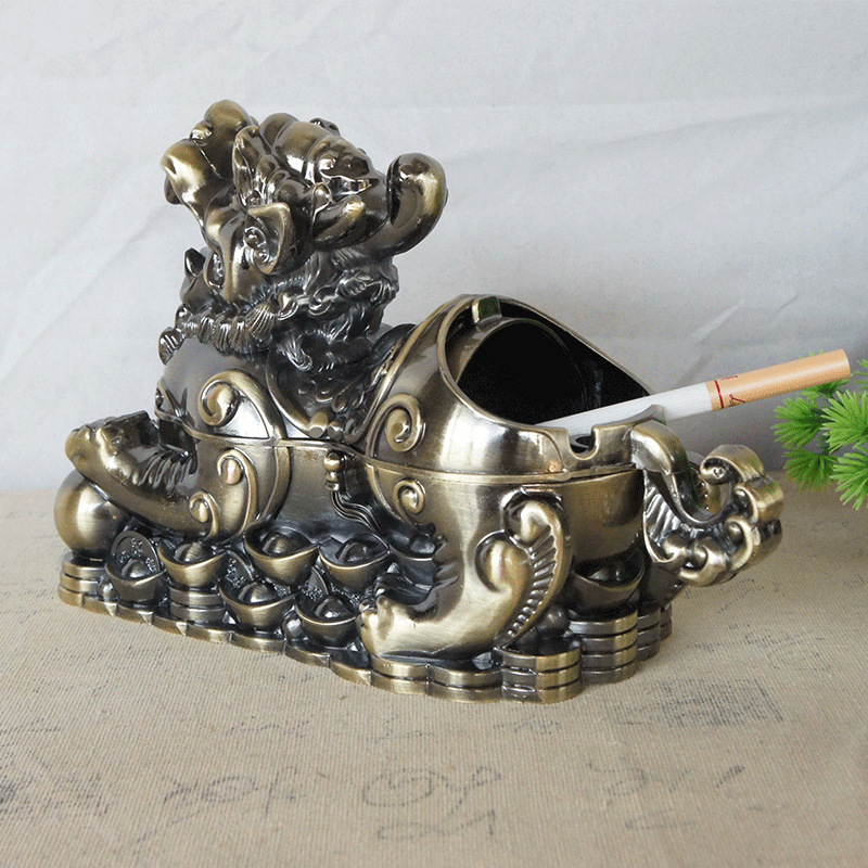Picture of Chinese Style Metal Lucky Pixiu Ashtray Cup Home Personalized Trendyy Anti-Fly Ash Fashion Office Ornaments
