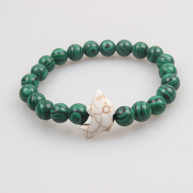 Picture of Zhou Lianfa Cross-border Wholesale New Green Turquoise Dolphin Volcanic Stone White Turquoise Stretch Bracelet Jewelry for Men and Women
