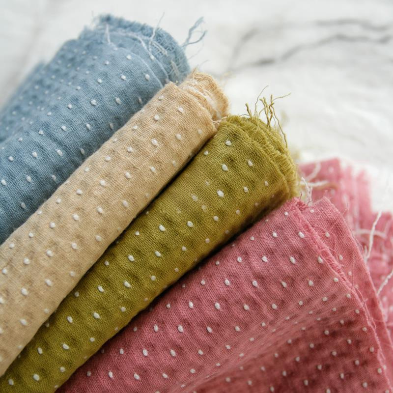 PopoHouse cute snow seed embroidery little jacquard cotton fabric vintage children's clothing doll handmade diy fabric