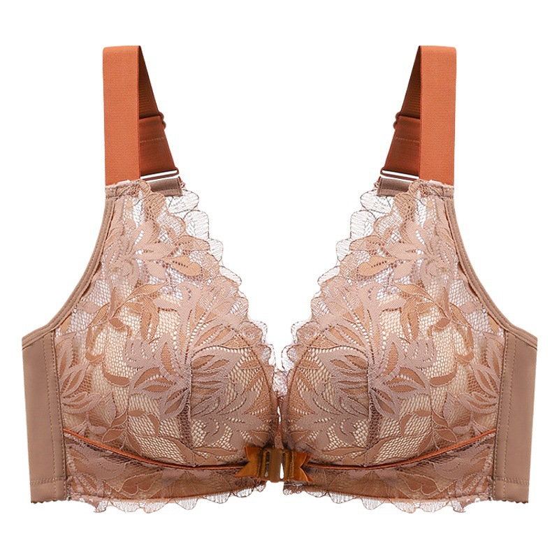 Thin and Thick Cup Front Buckle Beautiful Back Bra Lace Underwear suit Traceless Thin Women's Underwear Gather-up Bra