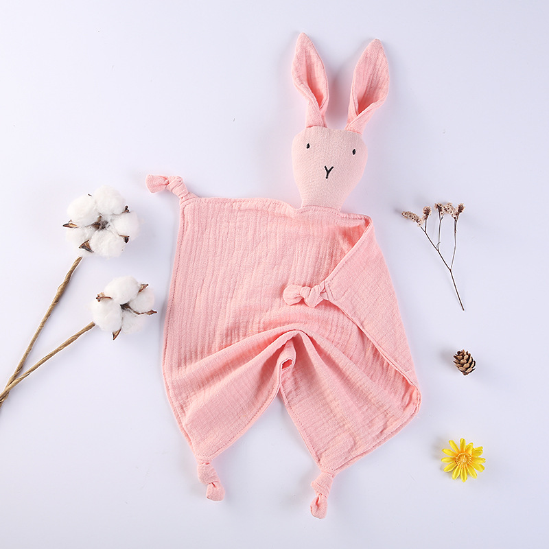 Picture of Pure Cotton Double-layer Gauze Baby's Spit Towel Sleeping Bag Blanket Doll Baby's Ambience Towel Entrance Rabbit Blanket