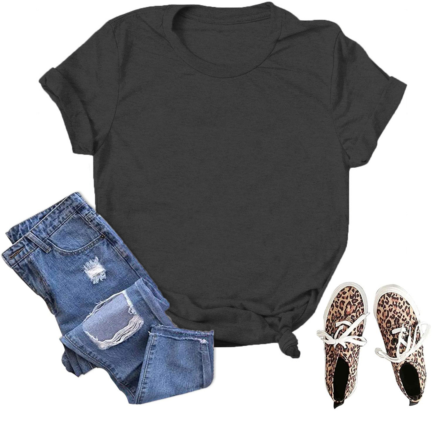 Picture of Spot wholesale foreign trade cross-border solid color blank loose large size T-shirt short sleeve men and women with Amazon wish