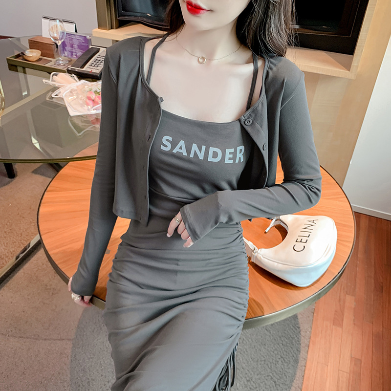 Slip-on dress small 150 wear autumn wear 155cm high temperament slim sexy fashion suit skirt
