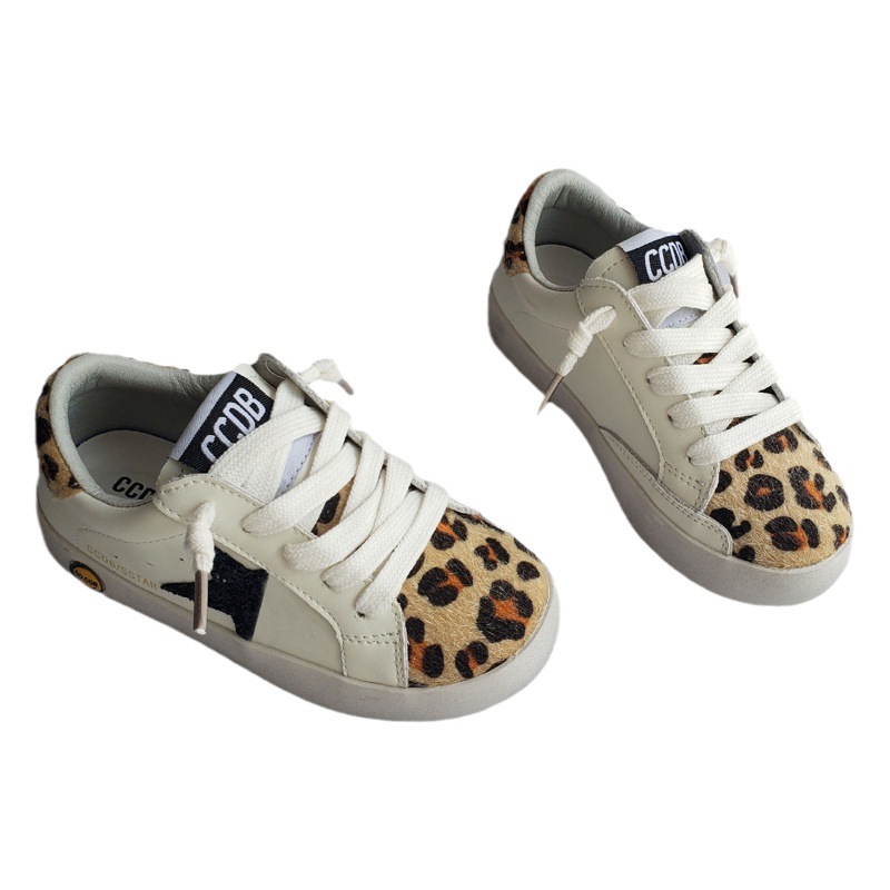 2811 leopard print autumn new children's Star board shoes Korean fashion sequined girls' casual shoes soft bottom small dirty shoes
